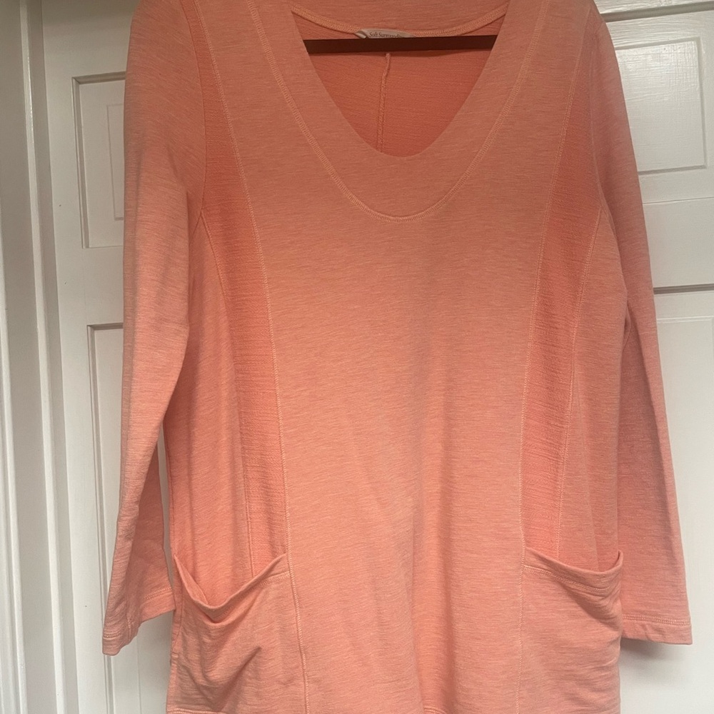 Soft Surroundings Coral Long Sleeve Top. XL
